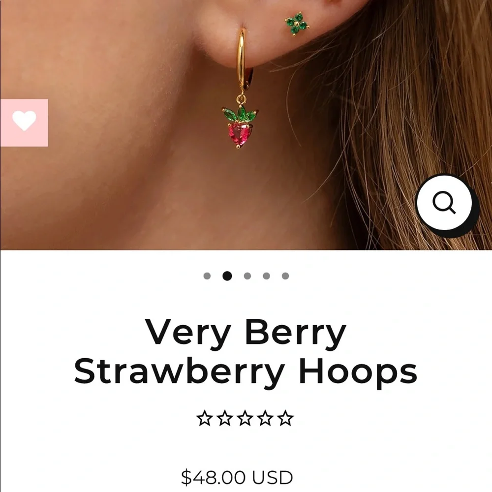 Gold Very Berry Strawberry Hoops Girls Crew - Picture 2 of 5